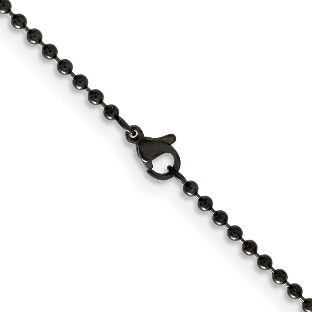 Stainless Steel Polished Black IP-plated 2.4mm 24in Ball Chain