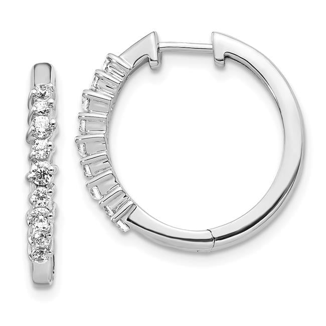 14k White Gold 1/2 carat Diamond Hinged Hoop Earrings