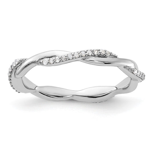 Sterling Silver Stackable Expressions Polished Diamond Ring Size -8