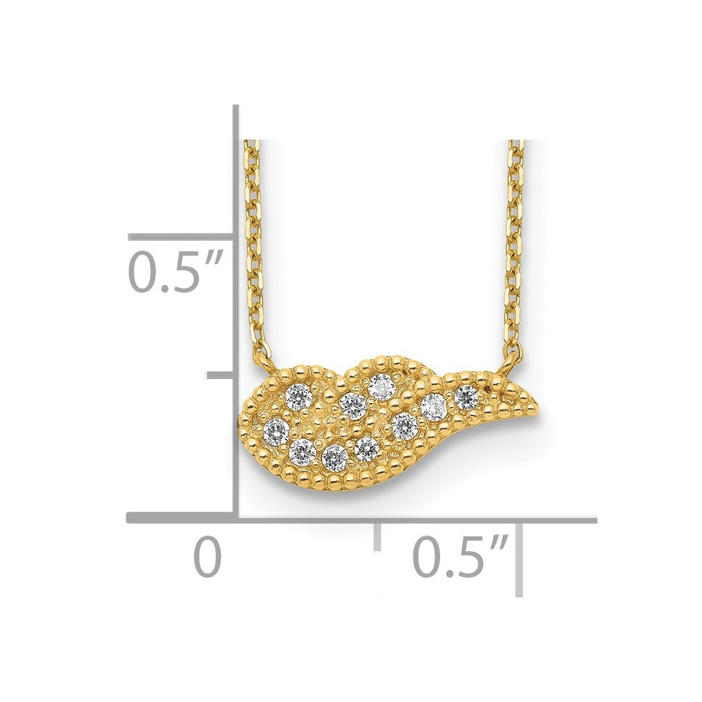 14K Angel Wing CZ with 2IN EXT Necklace