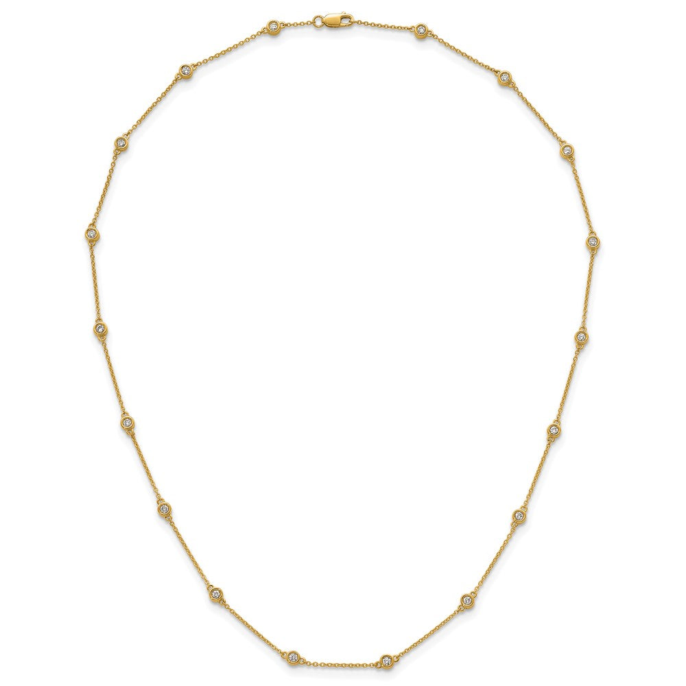 14k Complete 5/8 carat Bezel-set Diamond and Cable Chain 18-Station 18 inch Necklace
