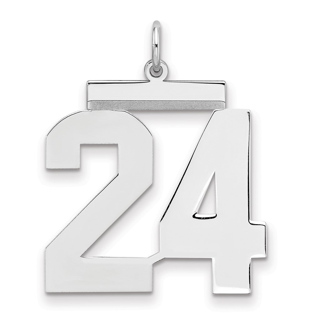 Sterling Silver/Rhodium-plated Polished Number 24 Charm