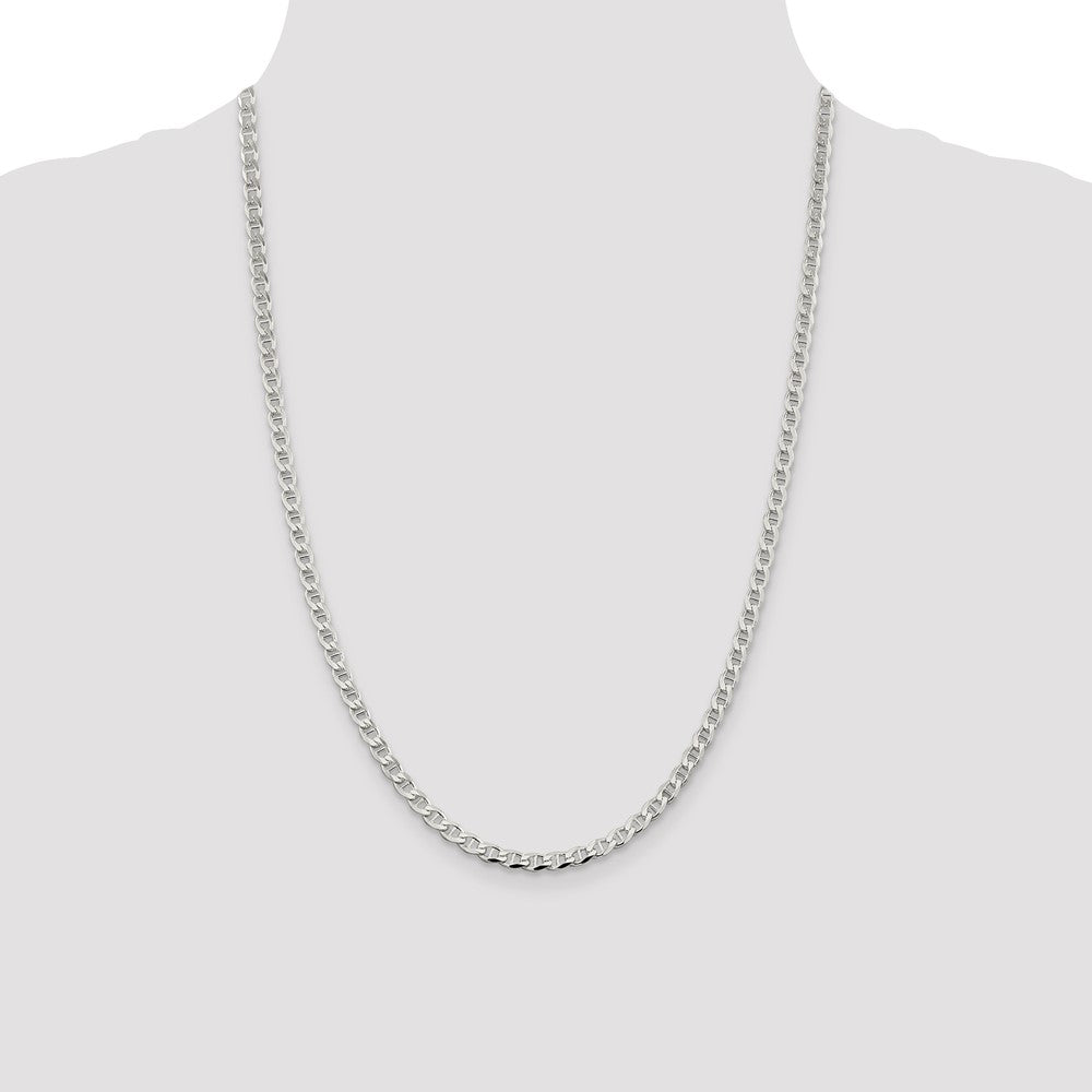 Sterling Silver 4.0mm D/C Flat Anchor Curb Chain 24 Inches