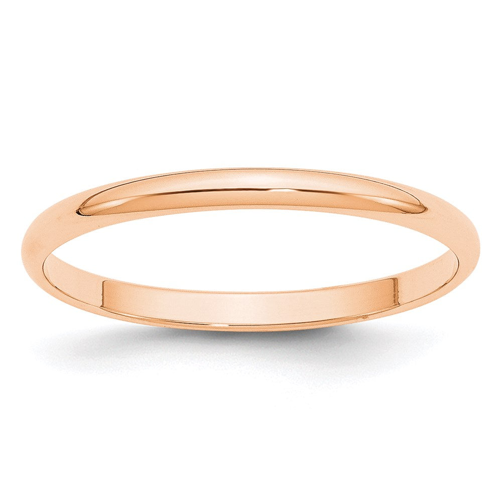 10k Rose Gold 2mm Lightweight Half Round Wedding Band Size 13