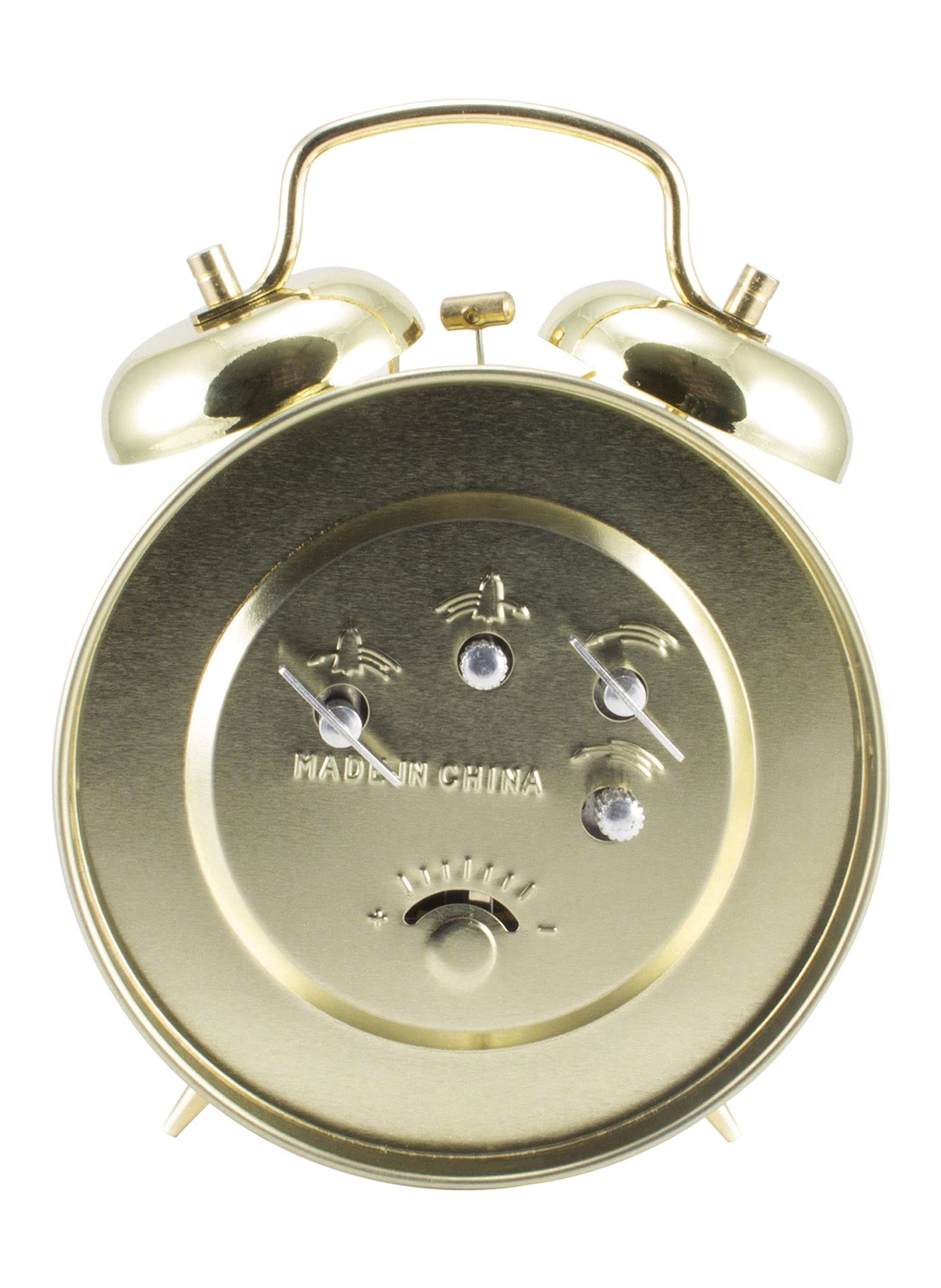 Equity Brass-finished Metal Twin Bell Keywind Analog Alarm Clock, 13012