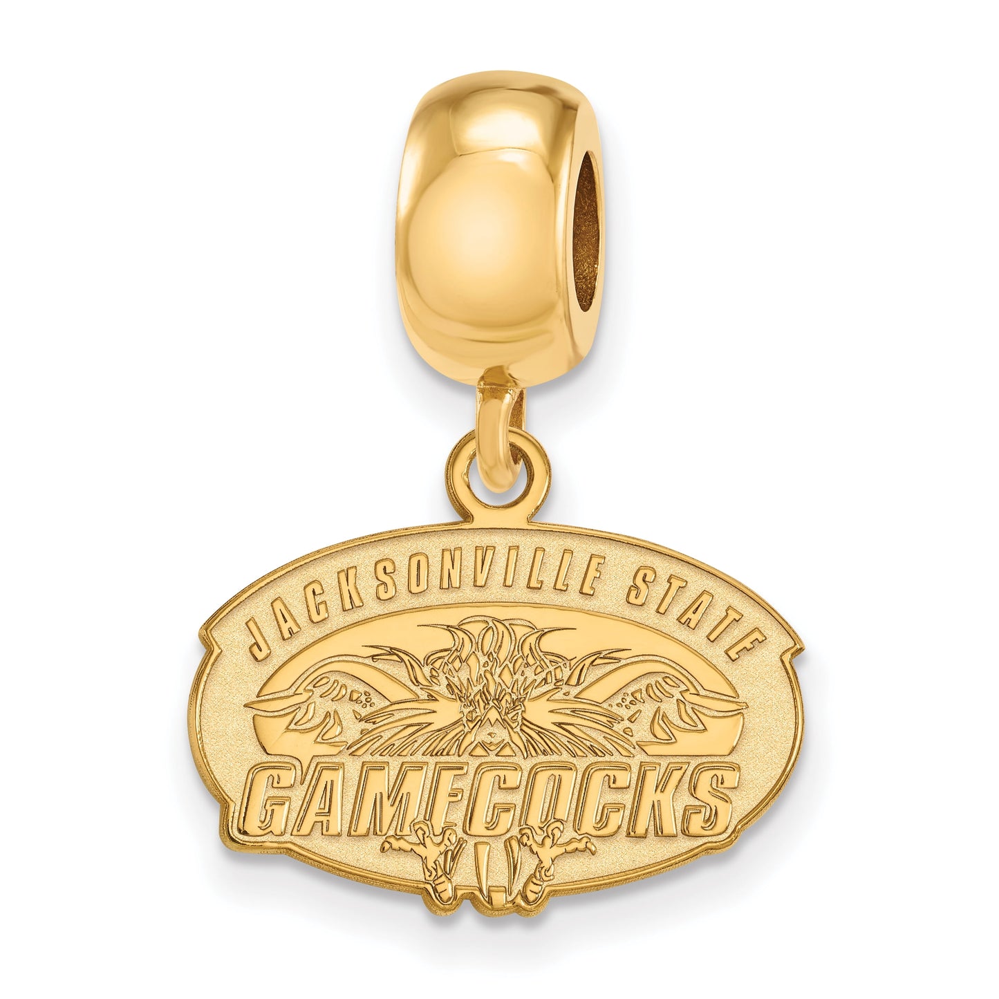 Sterling Silver Gold-plated LogoArt Jacksonville State U. Small Dangle Bead
