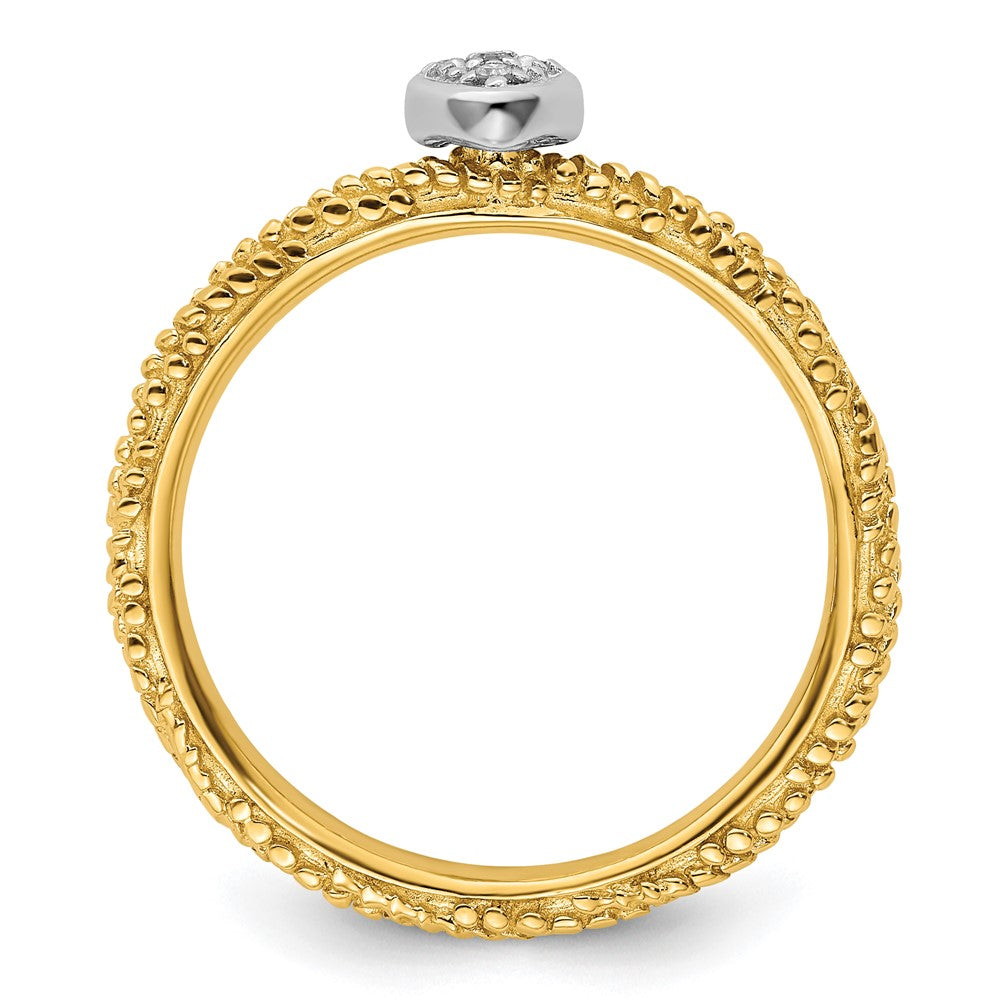 Sterling Silver Diamond Stackable Expressions Yellow Gold Plated Heart Ring Size -7
