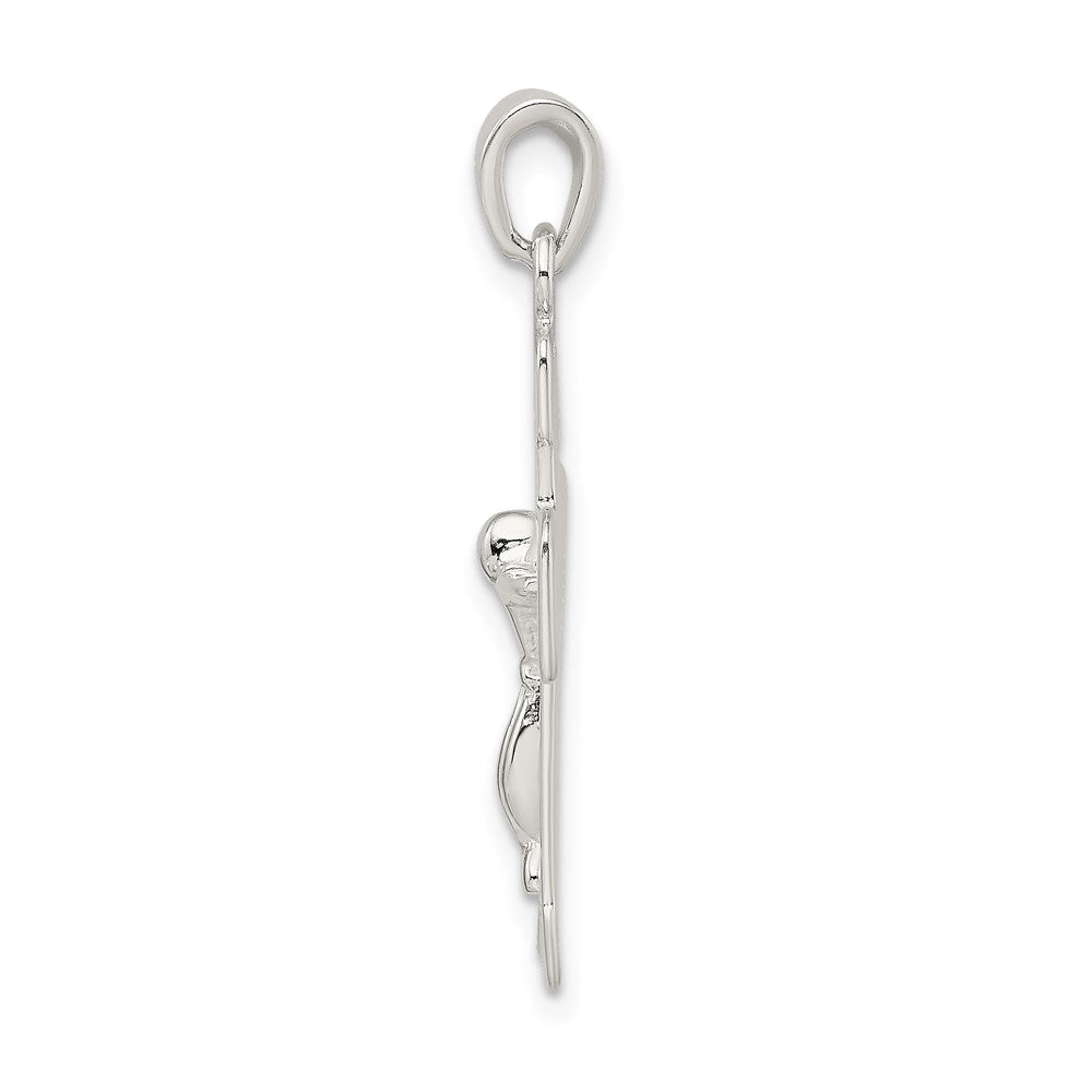 Sterling Silver Polished and Textured Crucifix Pendant
