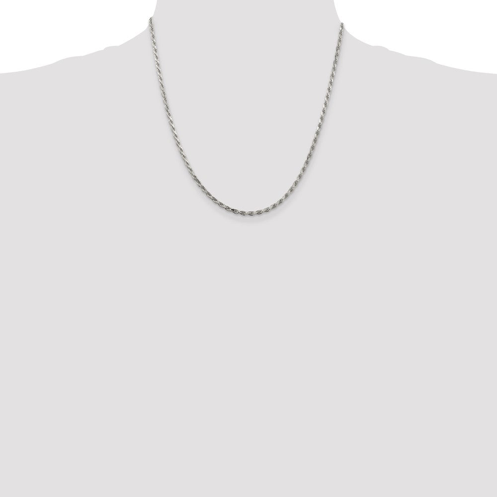 Sterling Silver 2.5mm Diamond-cut Rope Chain 20 Inches