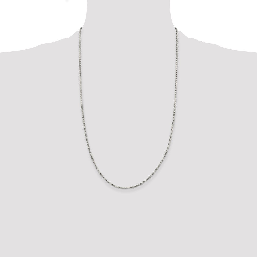 Sterling Silver 1.7mm Diamond-cut Round Spiga Chain 26 Inches