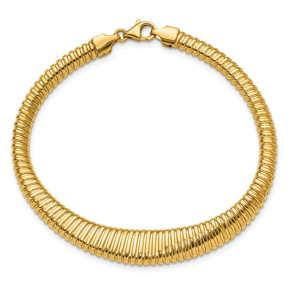 14K Polished Ridged Graduated Bracelet 7.5  inches