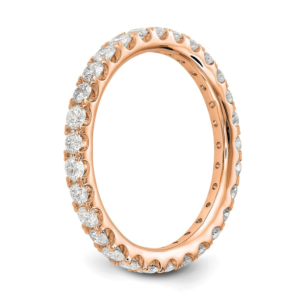 14k Rose Gold 1 carat Lab Grown Diamond VS/SI+ G+ Size 5 Shared Prong Eternity Band