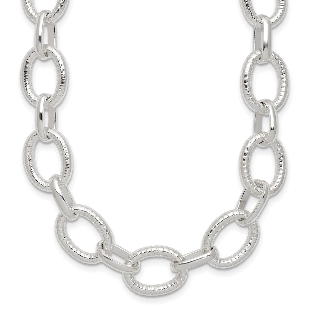 Sterling Silver Polished Fancy Link Necklace 18 Inches