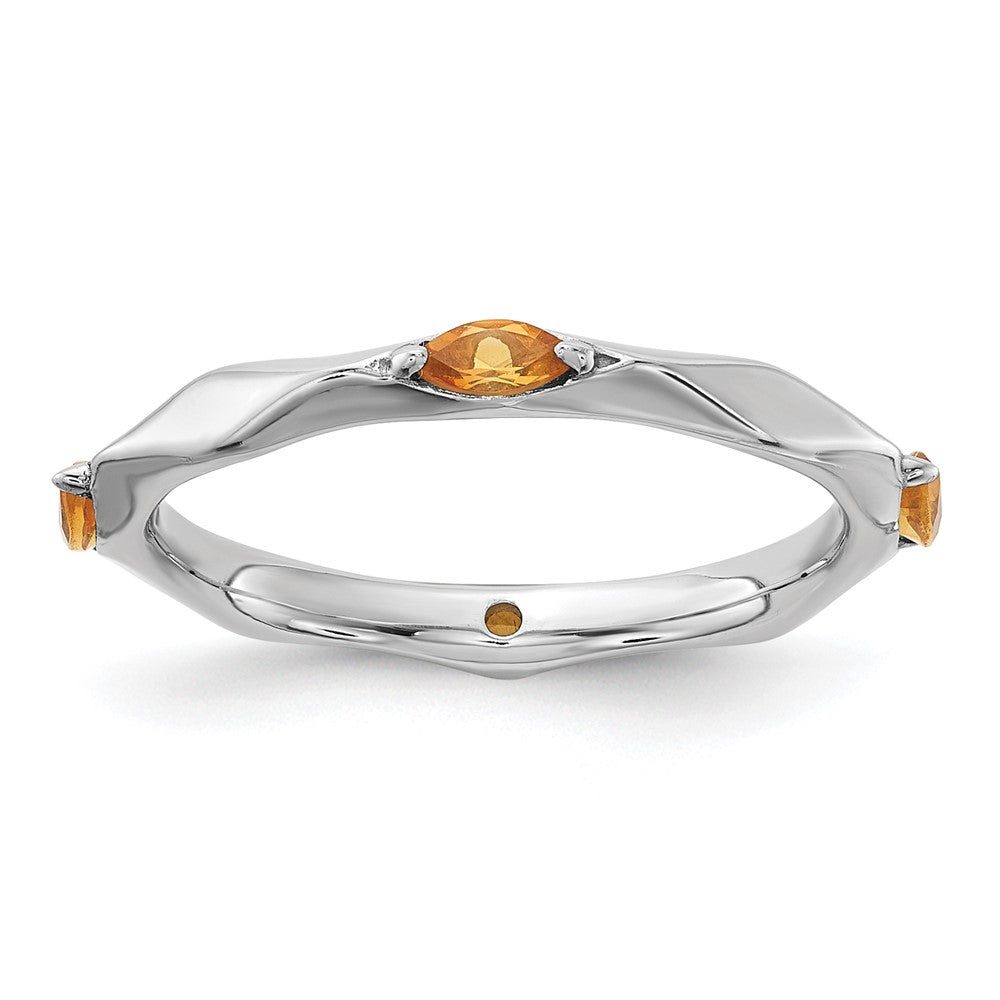 Sterling Silver Stackable Expressions Rhodium-plated Citrine Ring Size -9