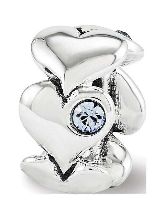 Sterling Silver Reflections Crystal Endless Hearts Bead