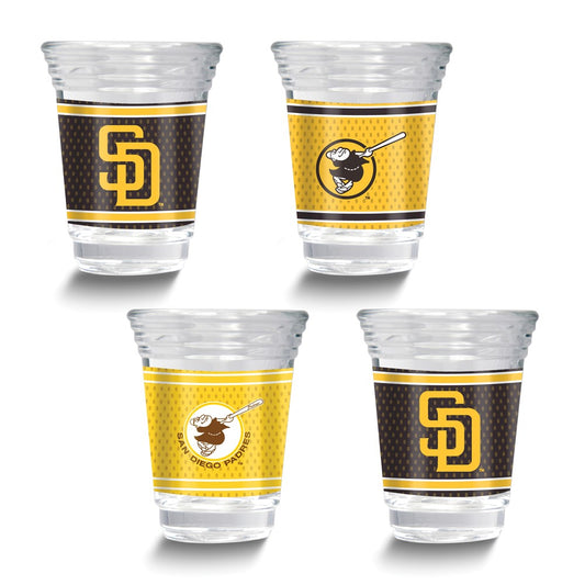 MLB San Diego Padres 4-piece 2 oz. Shot Glass Set