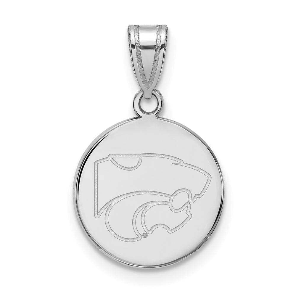 Sterling Silver Rhodium-plated LogoArt Kansas State University Wildcat Medium Disc Pendant QSS039KSU