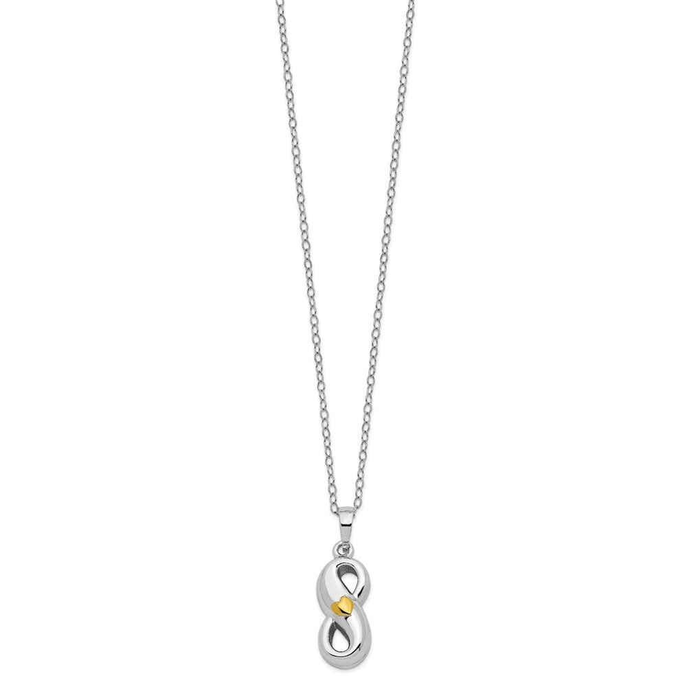 Sentimental Expressions Sterling Silver Rhodium-plated Gold-tone Heart Accent Infinite Love Ash Holder 18 Inch Necklace 18 Inches