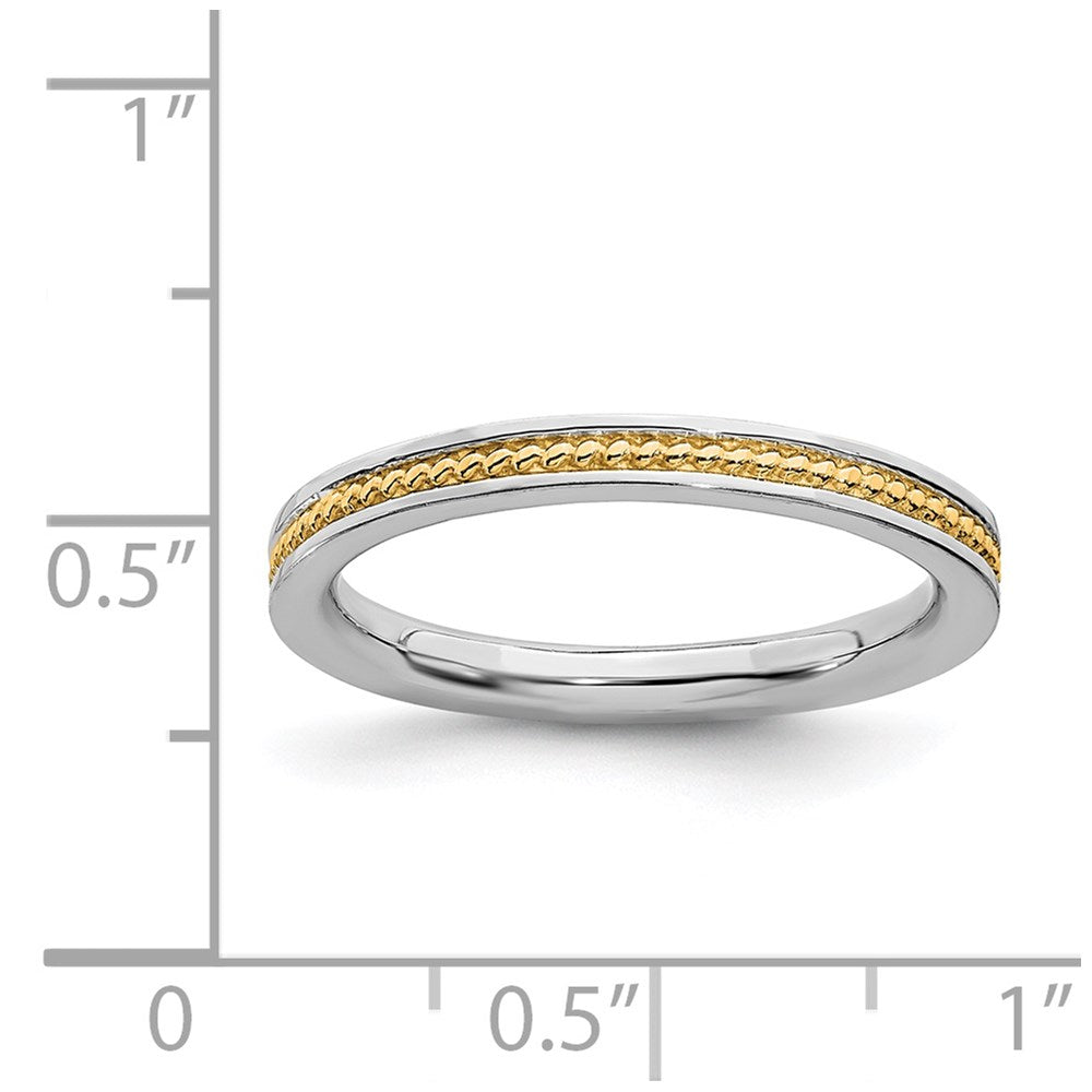 Sterling Silver Stackable Expressions Gold-plated Channeled Ring Size -10