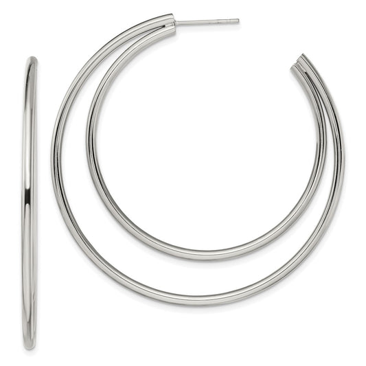 Stainless Steel Polished Post Hoop Earrings