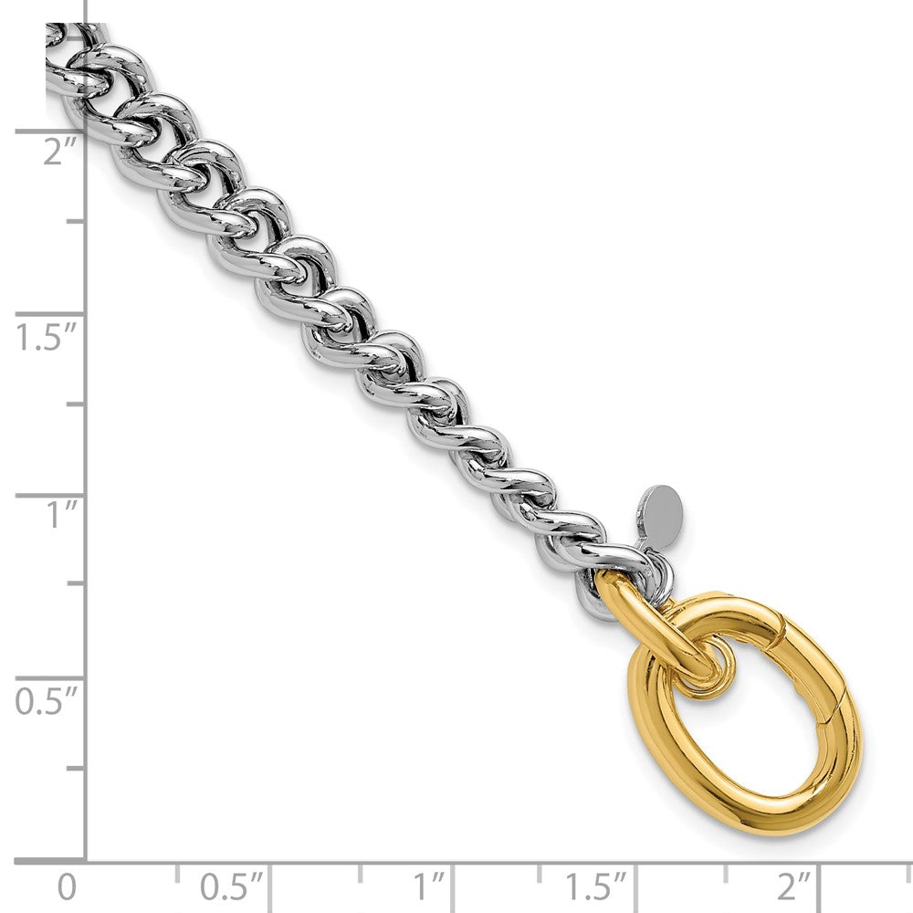 Sterling Silver Rhodium and Gold-plated with Curb Link Bracelet 7.5  inches