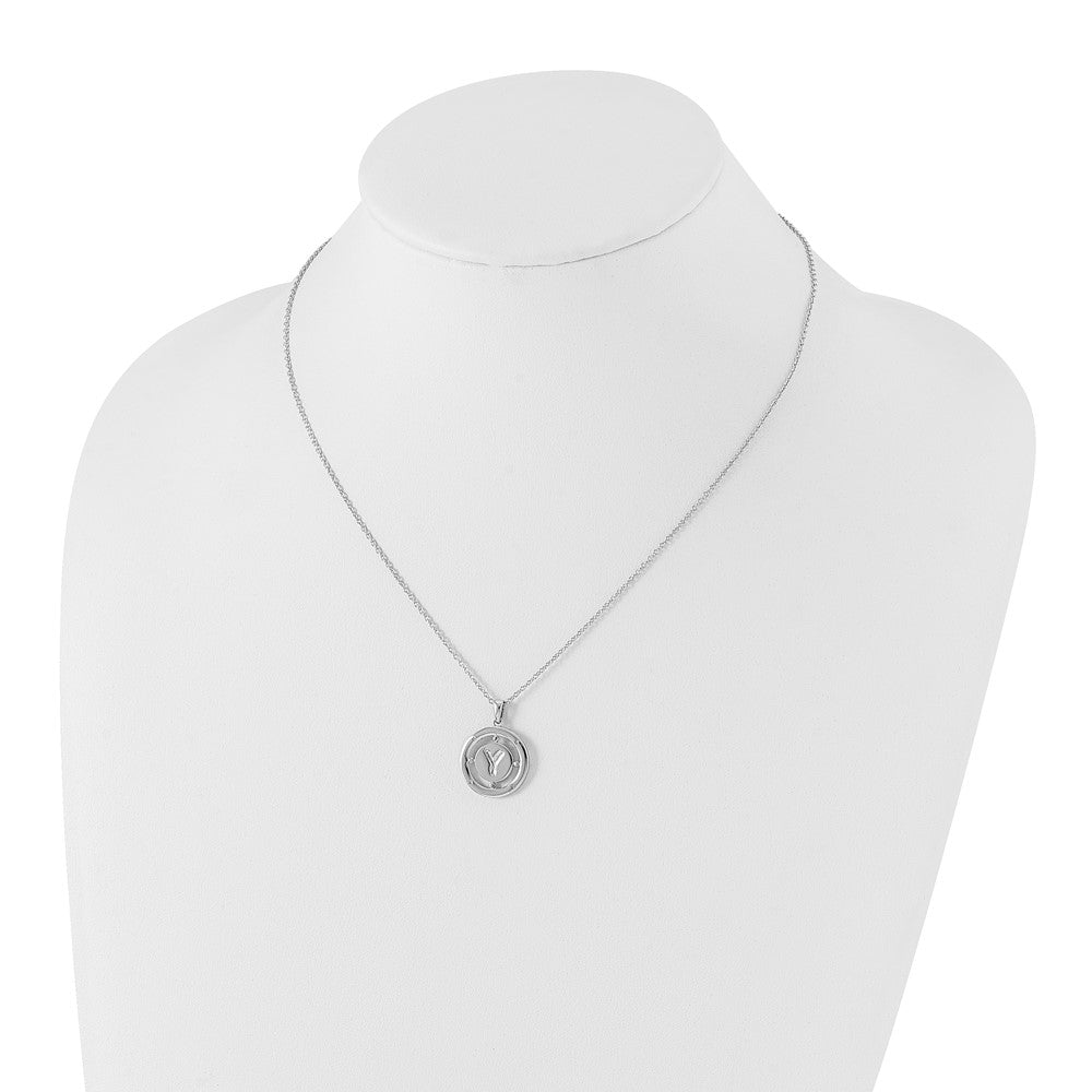 White Ice Sterling Silver Rhodium-plated 18 Inch Diamond Letter Y Initial Necklace with 2 Inch Extender 18 Inches