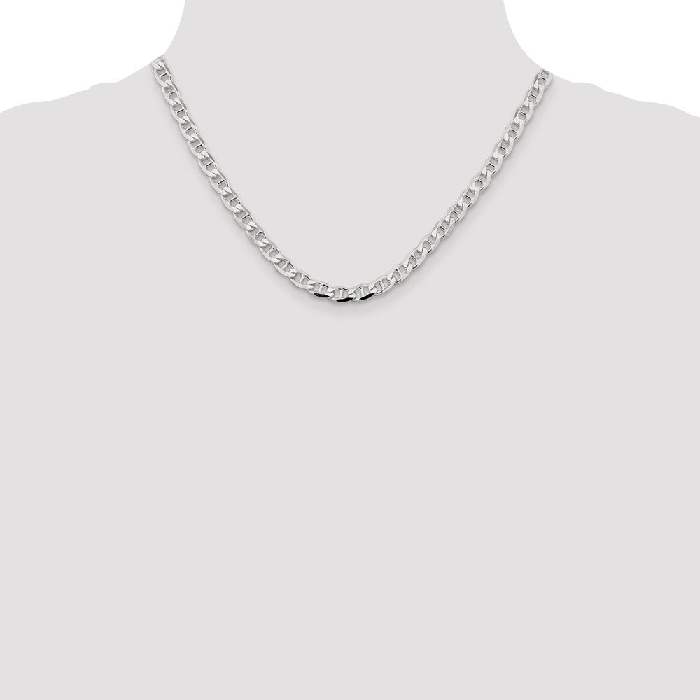 Sterling Silver 5.7mm D/C Flat Anchor Curb Chain 18 Inches