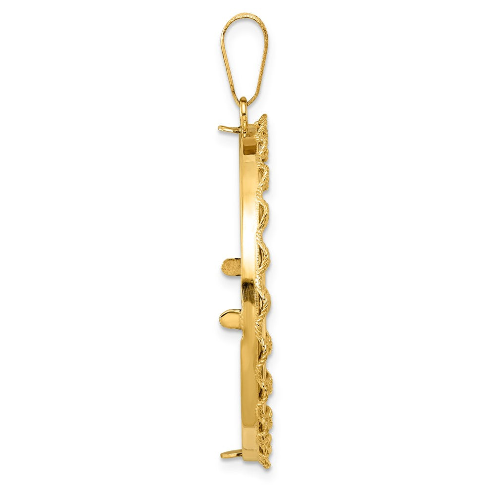 14k Polished Rope with 32.0mm Prong Coin Bezel Pendant
