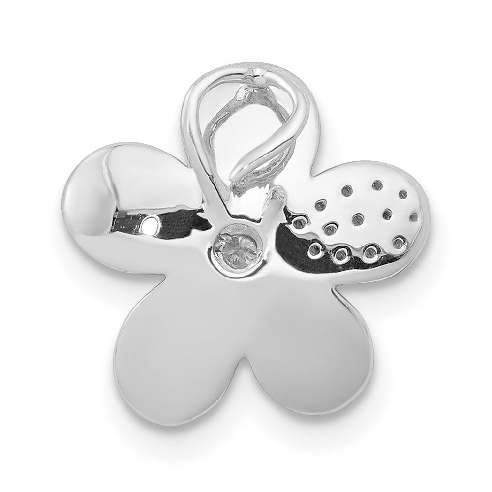 14k White Gold 1/20ct. Diamond Flower Chain Slide