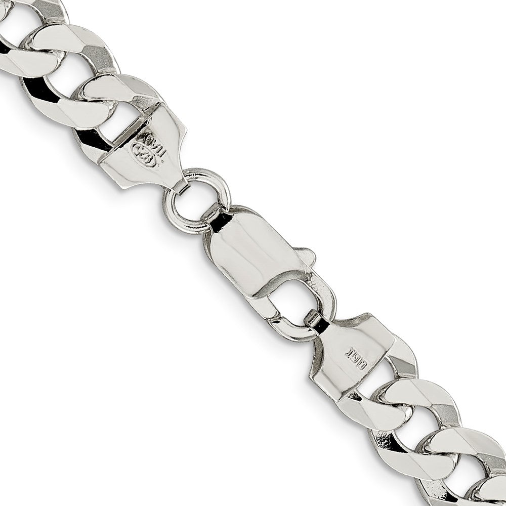 Sterling Silver 8.5mm Flat Curb Chain 18 Inches