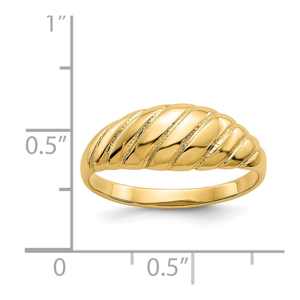 14k Polished Scalloped Dome Ring Size 7