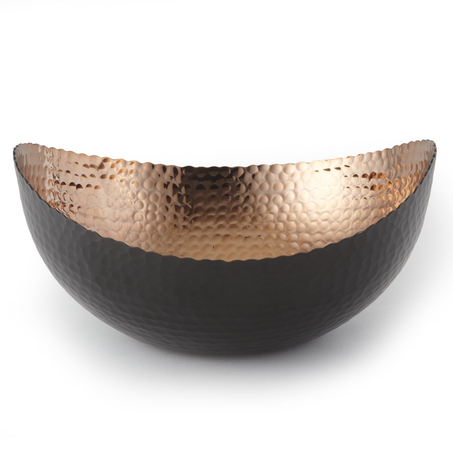 Large Black Finish with Copper-tone Interior Hammered Eclipse Bowl QGM18221