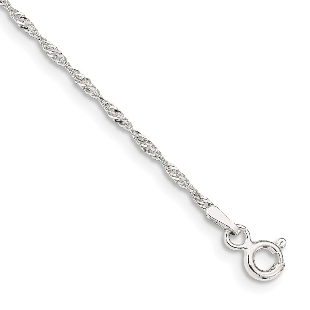 Sterling Silver 1.4mm Singapore Chain Anklet 9 inches