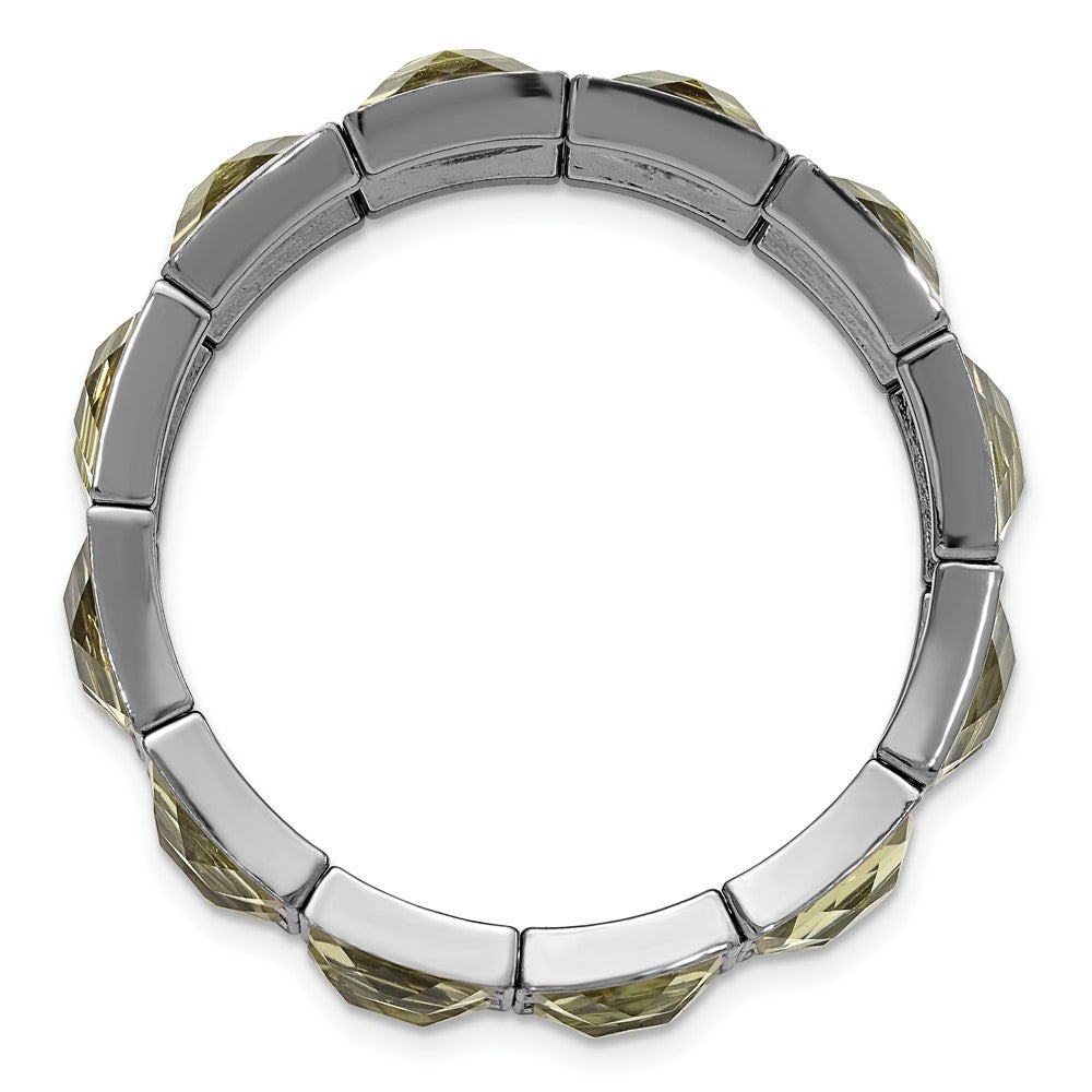 1928 Jewelry Black-plated Frame Grey Epoxy Faceted Stones Stretch Bracelet