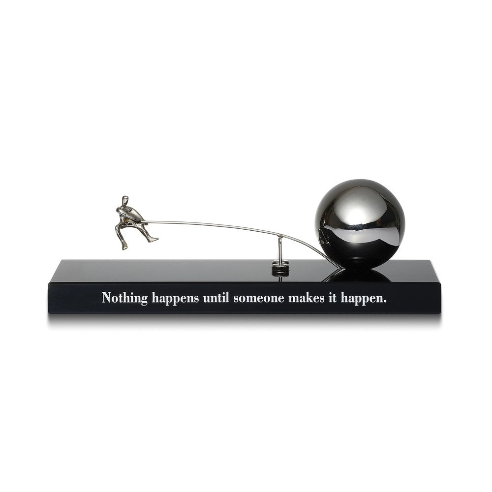 Action Metal Figure and Ball with Mahogany Finish Wood Base Inspirational Desk Sculpture/Award