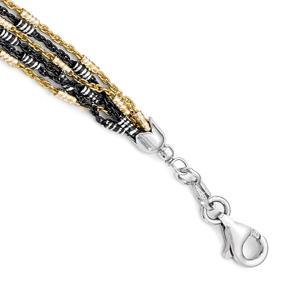 Sterling Silver Gold/Black Rhodium-plated 1in ext. Necklace