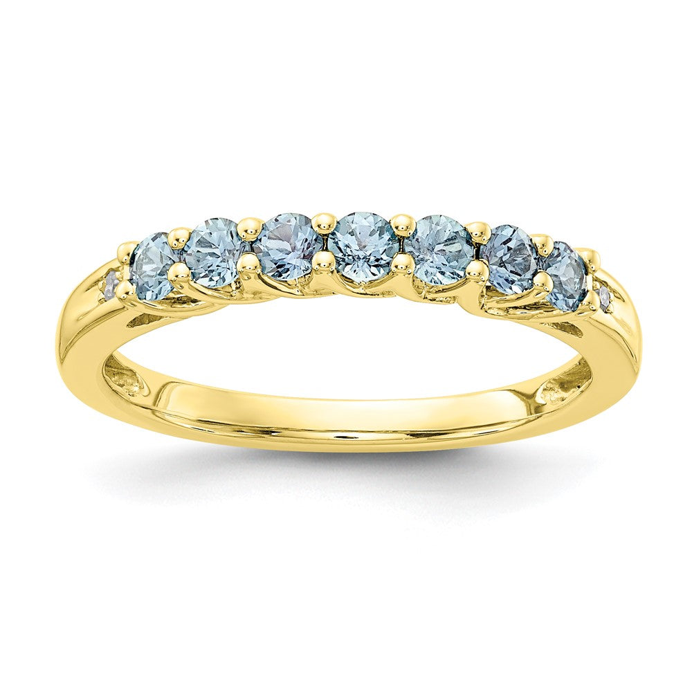 10k Yellow Gold Aquamarine & Diamond Ring