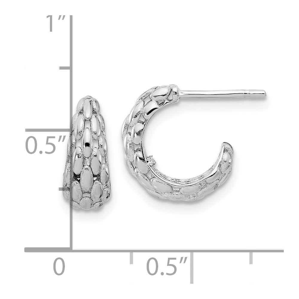 14K White Gold Satin J-Hoop Earrings