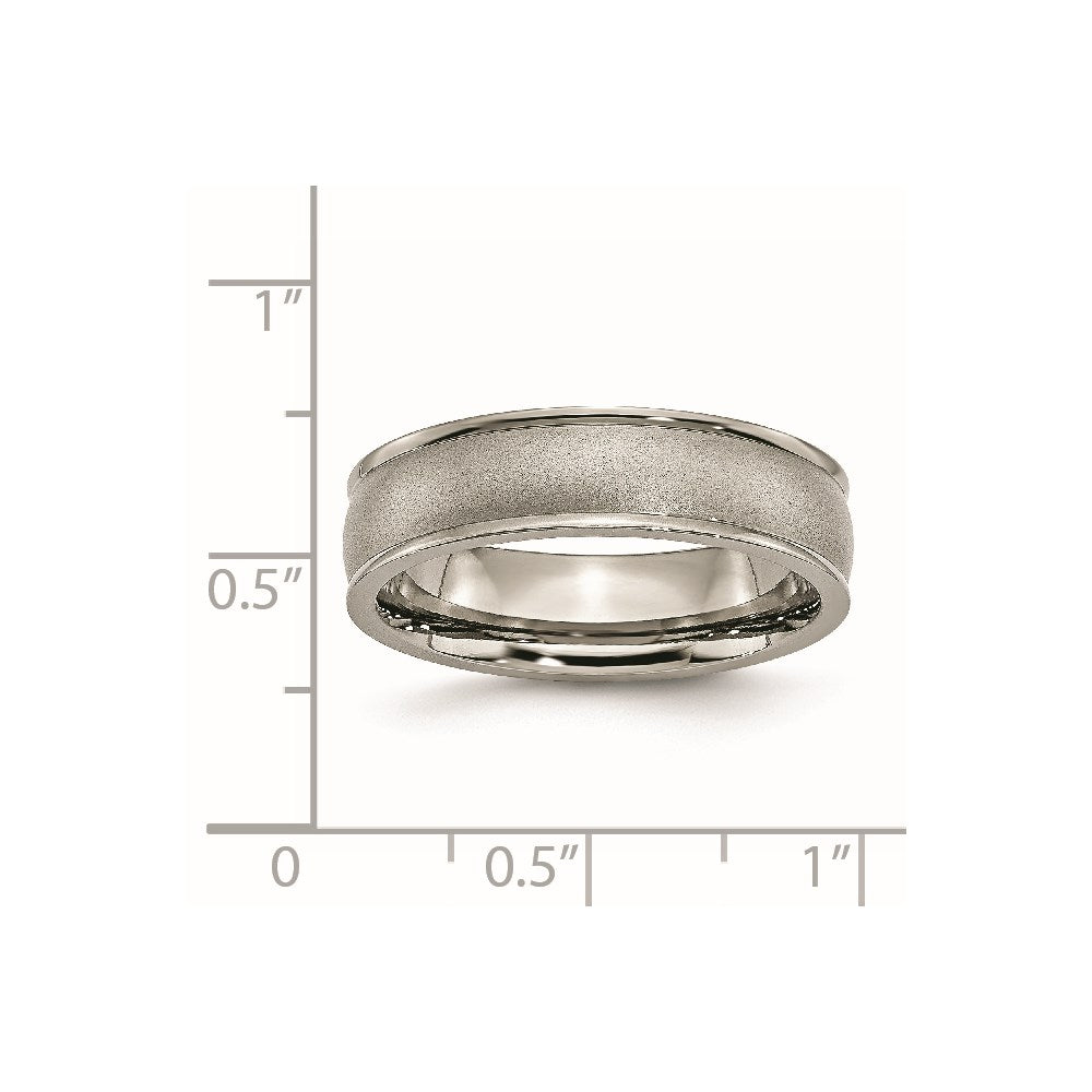Titanium Brushed Center 6mm Ridged Edge Band Size - 5