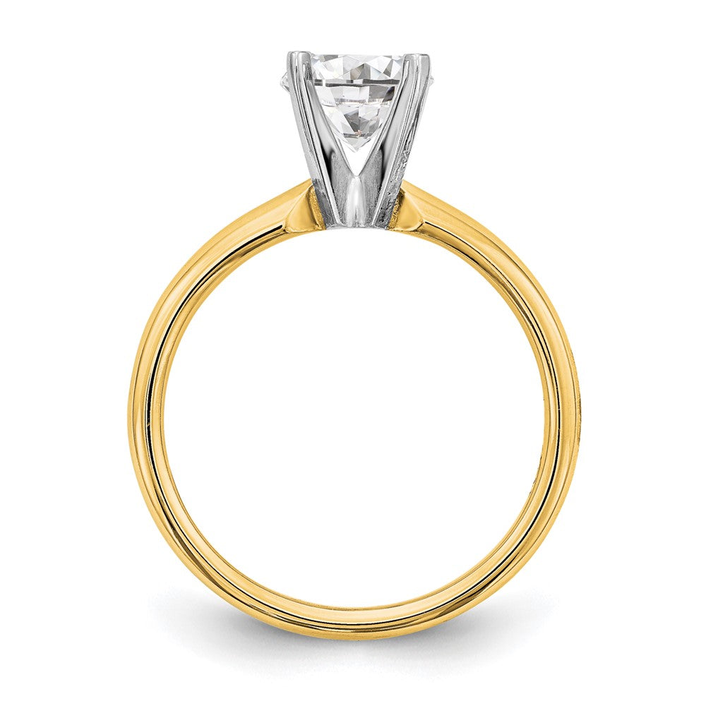 14k Two-Tone 3/4 carat Medium-Weight Comfort-Fit 4-Prong Round Solitaire Ring Mounting
