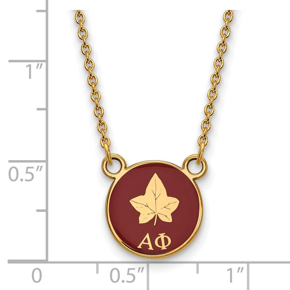 Beautiful Sterling Silver w/GP LogoArt Alpha Phi Sm Enl Pend w/Necklace