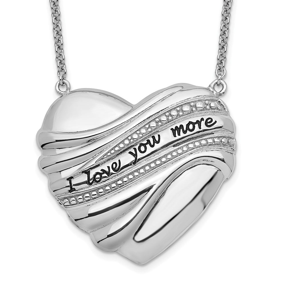 Sentimental Expressions Sterling Silver Rhodium-plated Antiqued I Love You More 18in. Necklace 18 Inches