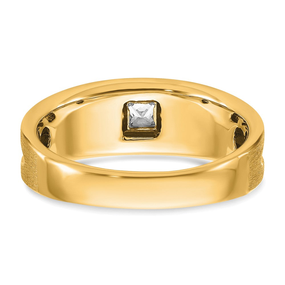10k Yellow Gold with Black Rhodium IBGoodman Men's Polished and Brushed Black and White Diamond Ring