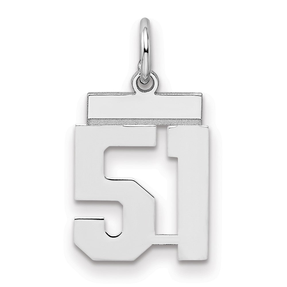 Sterling Silver/Rhodium-plated Polished Number 51 Charm