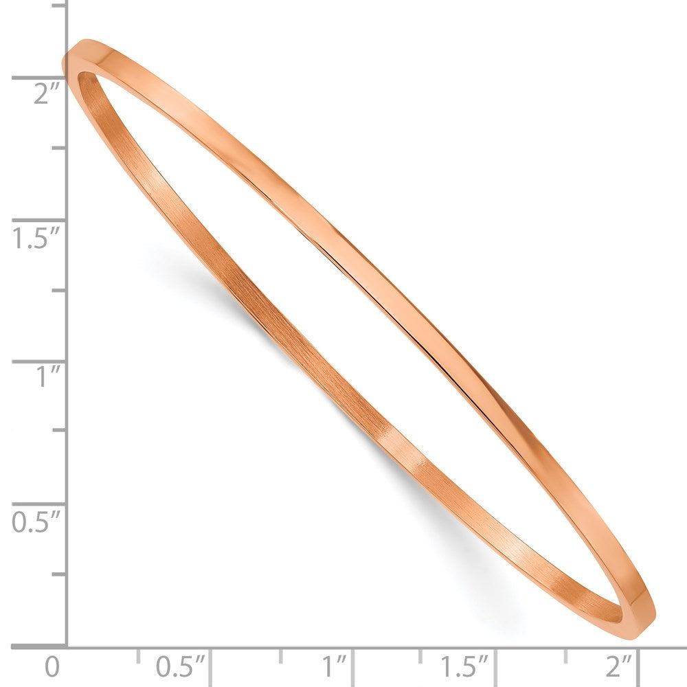 Stainless Steel Polished Rose IP-plated 2mm Bangle 8 inches