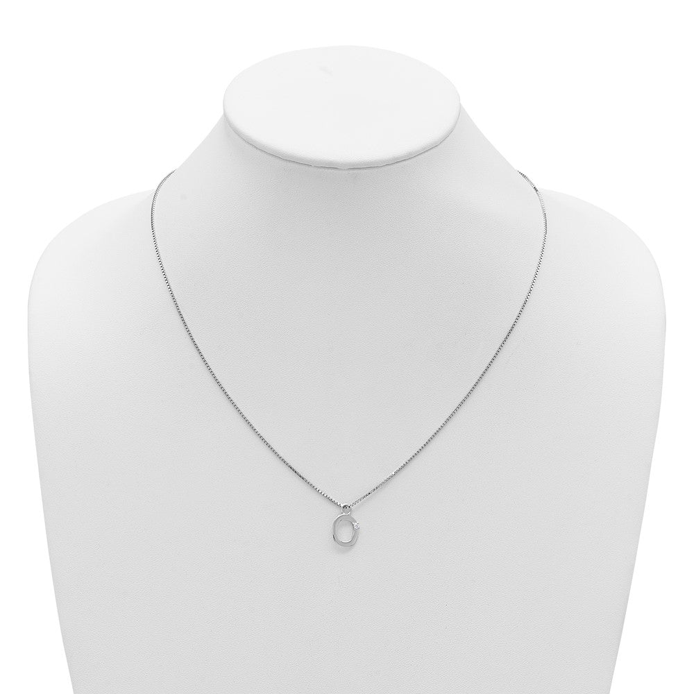 White Ice Sterling Silver Rhodium-plated 18 inch Diamond Letter O Initial Necklace plus 2 inch Extender 18 Inches