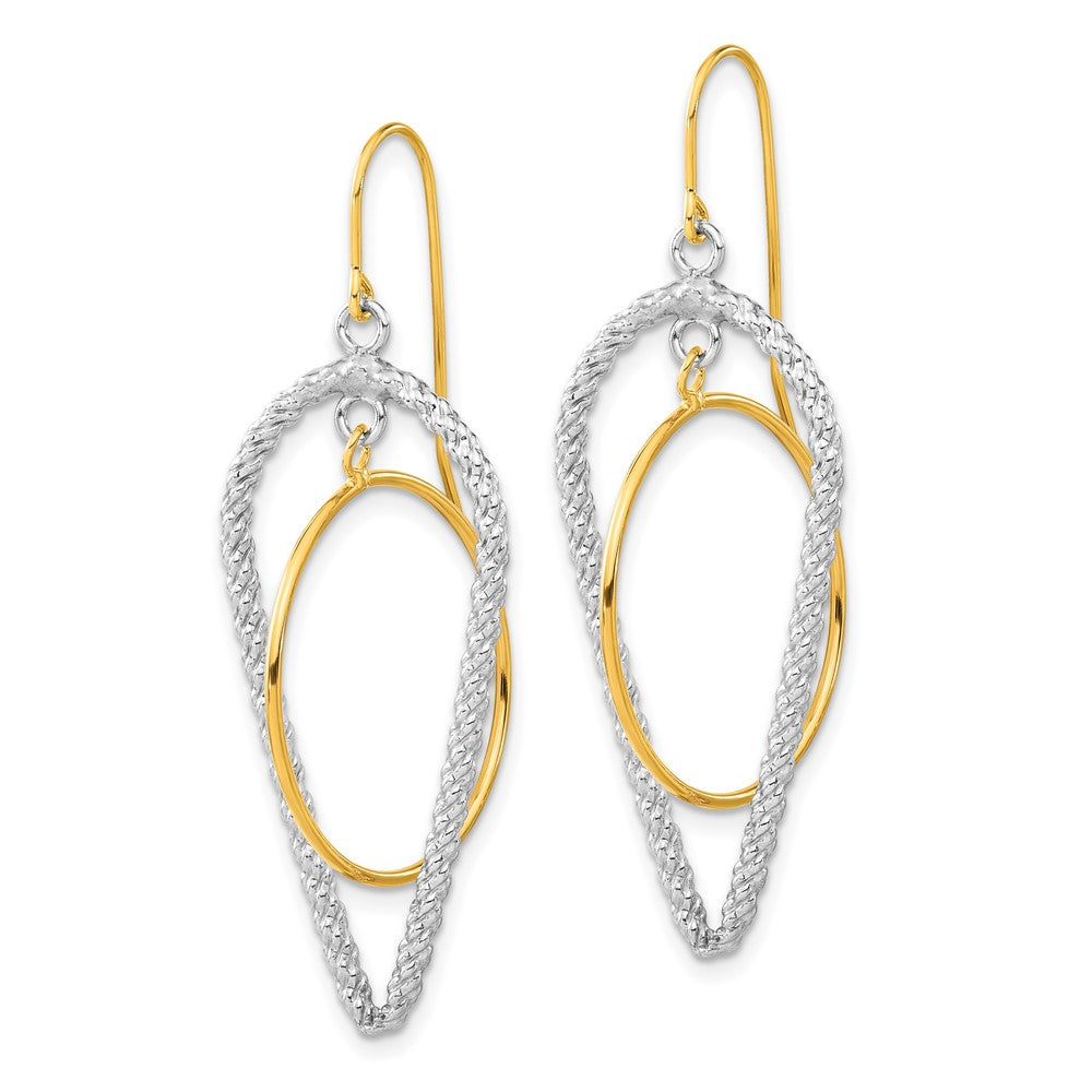 Sterling Silver w/14k Gold-plated Polished & Textured Fancy Dangle Earrings