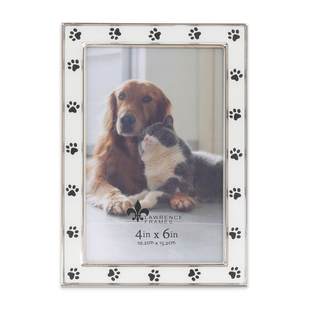White Paw Print 4x6 Photo Frame