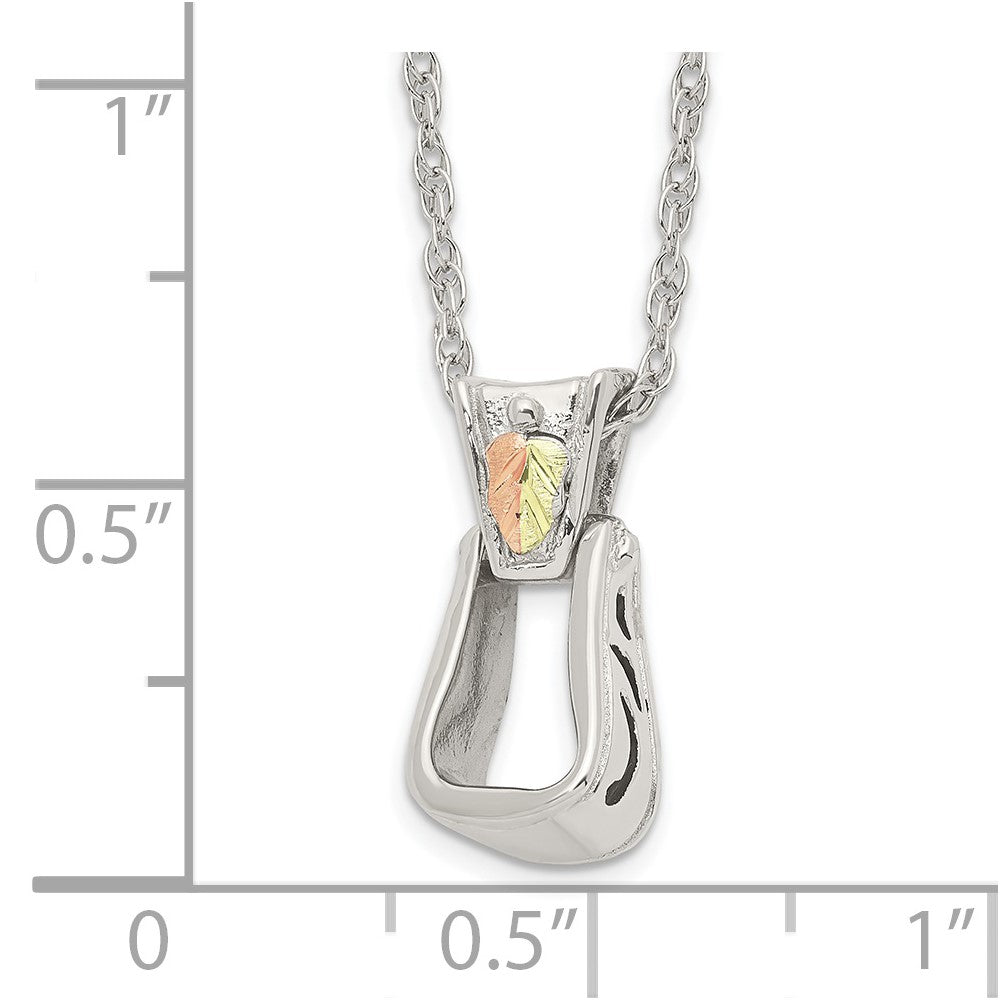 Landstrom's Mt. Rushmore Black Hills Sterling Silver 12K Gold Accents Stirrup 18 inch Spring Ring Clasp Necklace 18 Inches