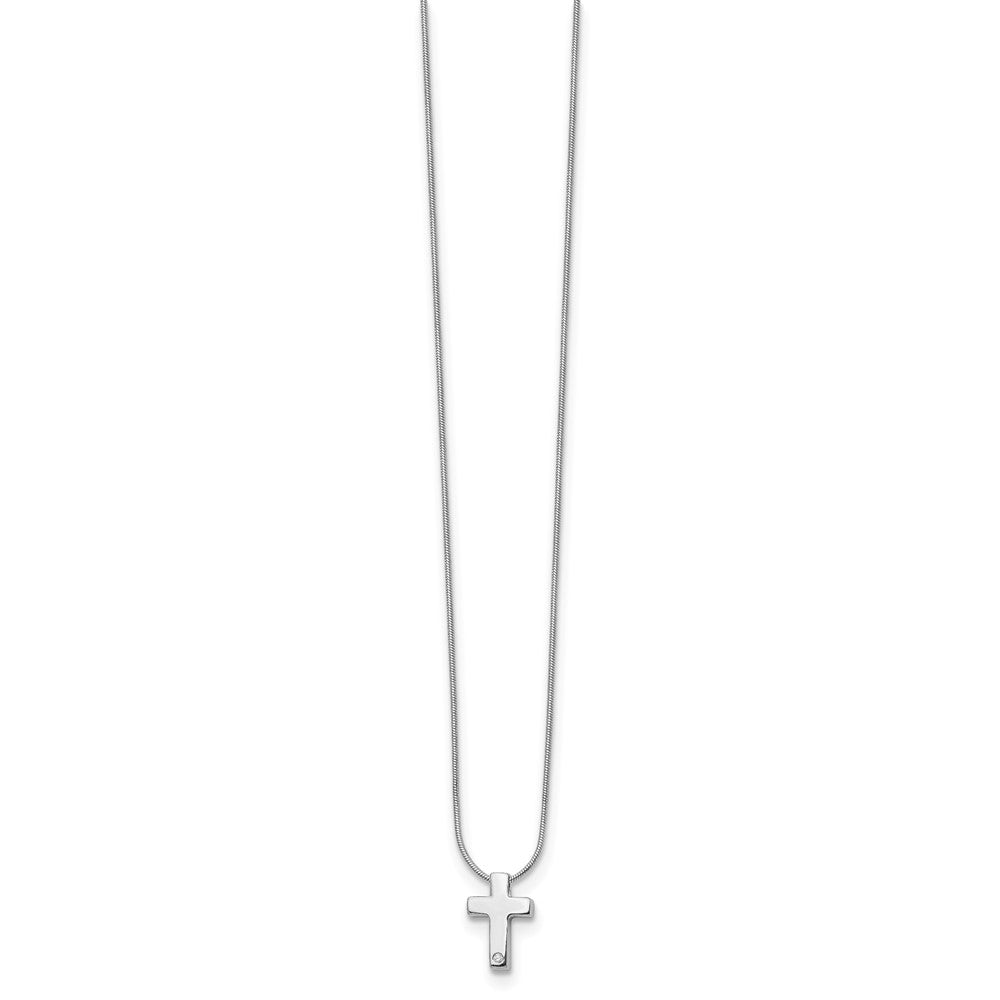 White Ice Sterling Silver Rhodium-plated 18 Inch Diamond Cross Necklace with 2 Inch Extender 18 Inches